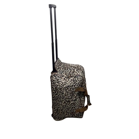 Global Tour Brown Leopard Print Travel Luggage With Zippered Rolling Duffel Bag - Picture 2 of 12